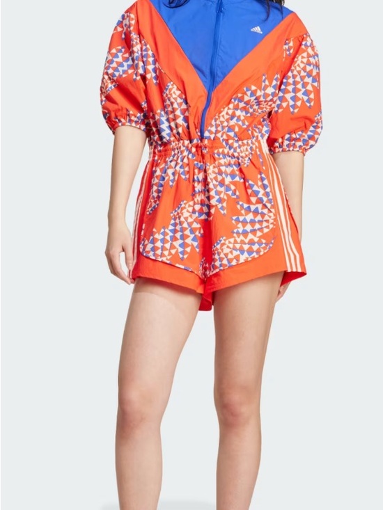 adidas Pants - adidas Orange and Blue Geometric Athletic Romper